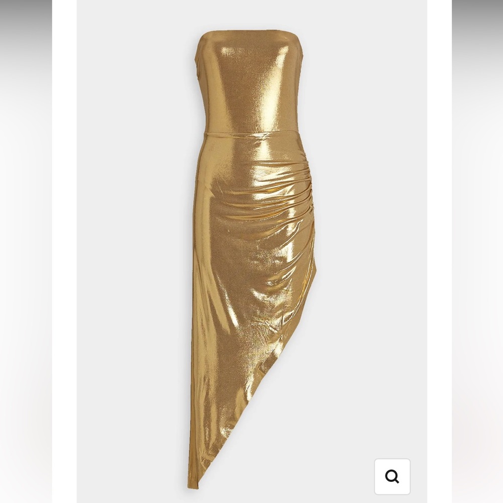 Norma Kamali Liquid Gold Strapless Gown